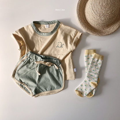 【BABY】夏新作 カートゥーン刺繍セットアップSK082704