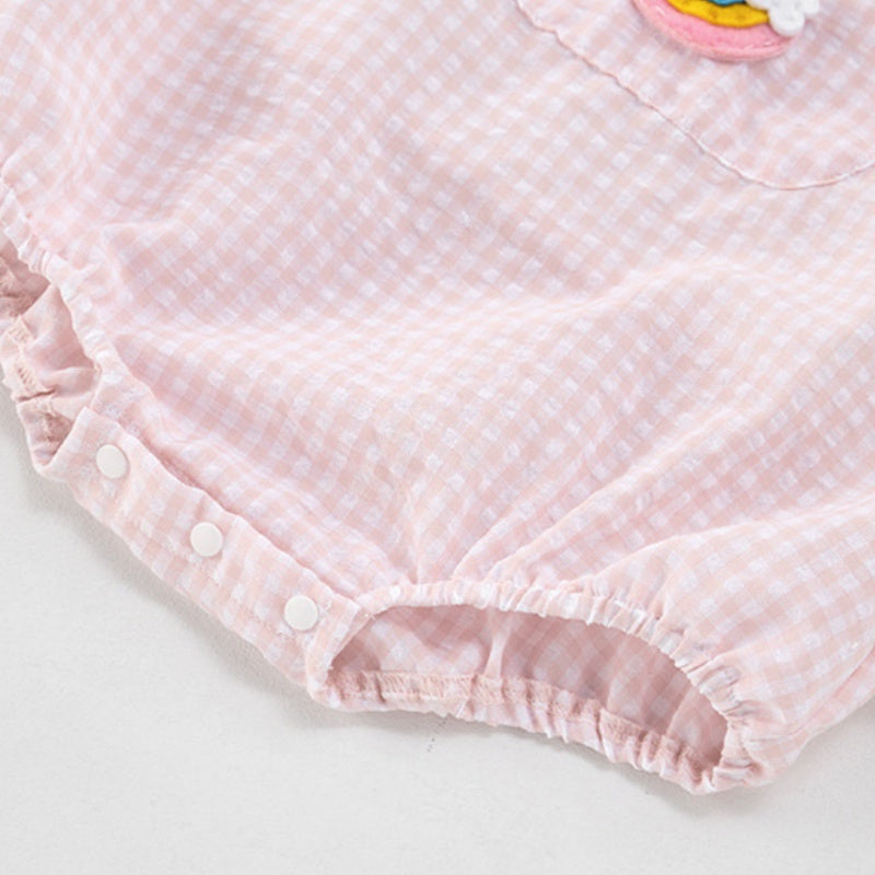 【BABY】夏新作 チェックサロペットロンパース＆TシャツSK092615