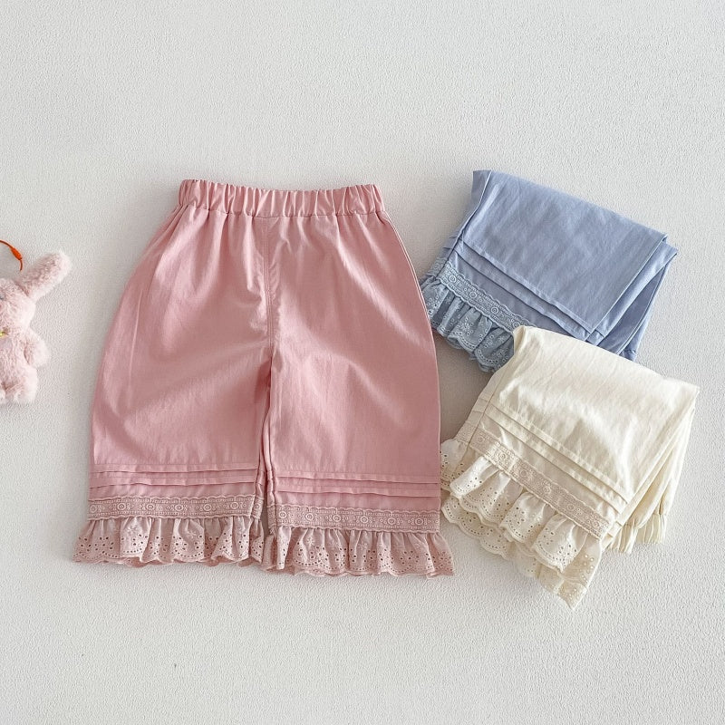 【BABY&KID】夏新作 無地レース裾パンツSK105213
