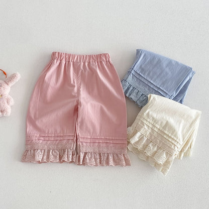 【BABY&KID】夏新作 無地レース裾パンツSK105213