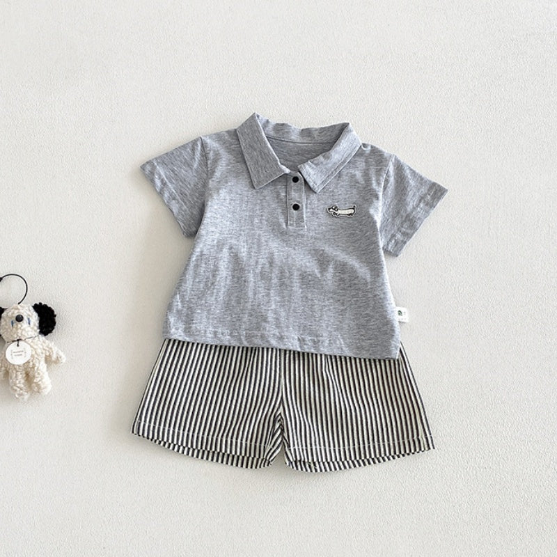 【BABY】夏新作カートゥーンワッペンTシャツ、ストライプショートパンツSK104808