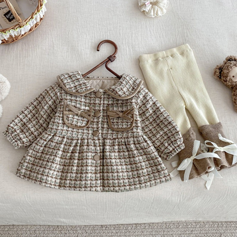 【BABY】冬新作リボンポケットウール中綿コートSK102727