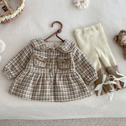 【BABY】冬新作リボンポケットウール中綿コートSK102727