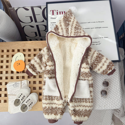 【BABY】冬新作レトロフード付きあったかカバーオールSK103207