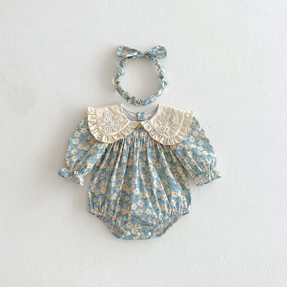 【姉妹服】花刺繍襟ロンパース、ワンピースSK101135