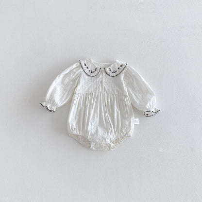 【BABY】刺繍入りドールカラーロンパースSK103607