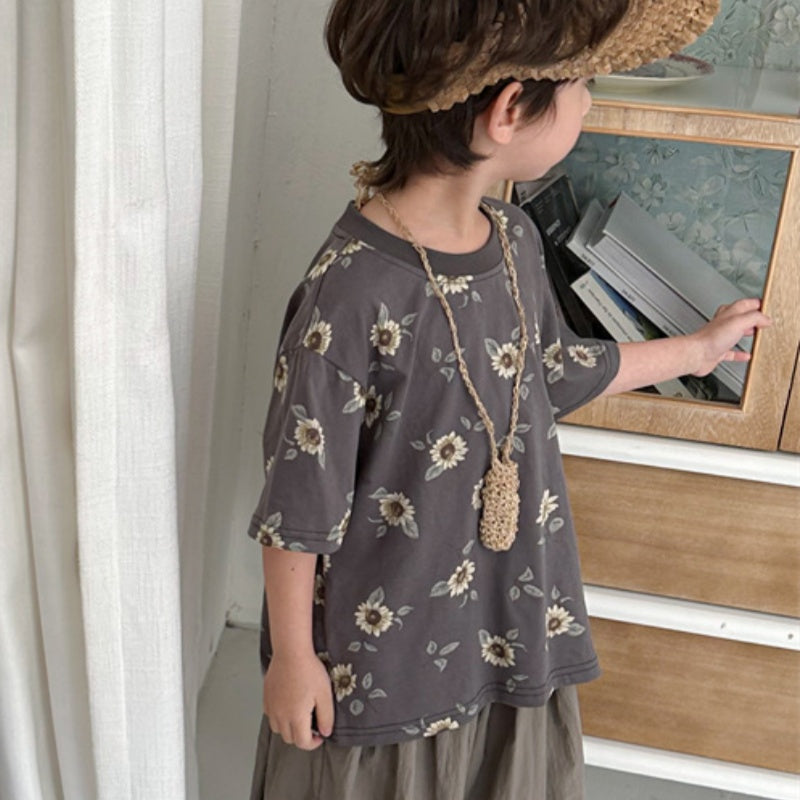 【BABY&KID】夏新作 フラワープリント半袖Tシャツ、シャツSK080513