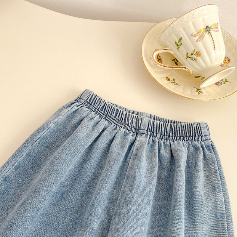 【BABY&KID】夏新作 フラワー刺繍デニムセットアップSK081531