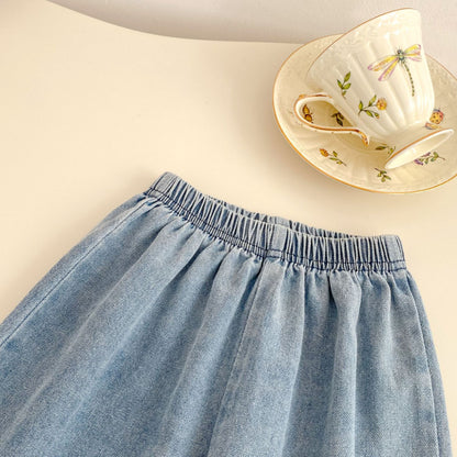 【BABY&KID】夏新作 フラワー刺繍デニムセットアップSK081531