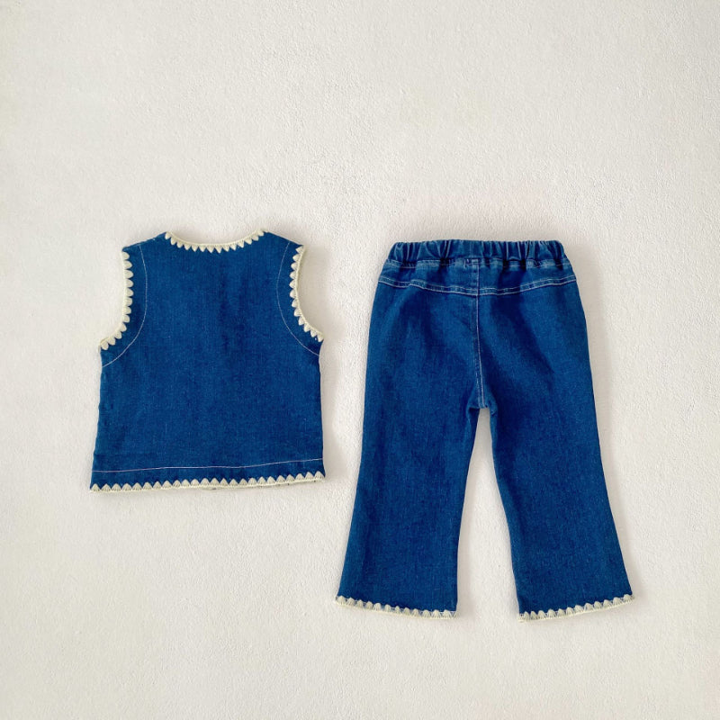 【BABY&KID】デニムベスト、ストレートデニムパンツSK100635