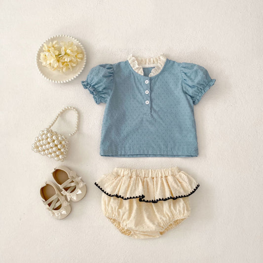 【BABY】夏新作 パフスリーブＴシャツ＆ショートパンツSK090319