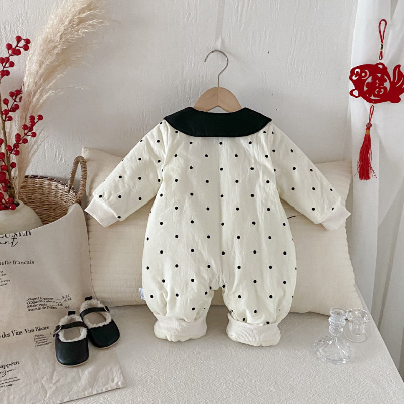 【BABY】冬新作ドット裏起毛カバーオールSK102712