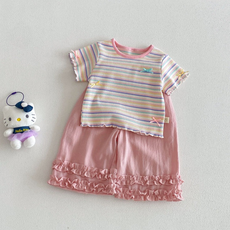 【BABY&KID】夏新作無地フリルストレートパンツSK105910