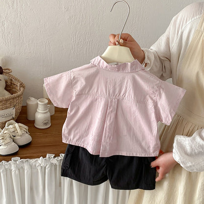 【BABY】夏新作英字シャツ、ダブルポケットショートパンツSK104523