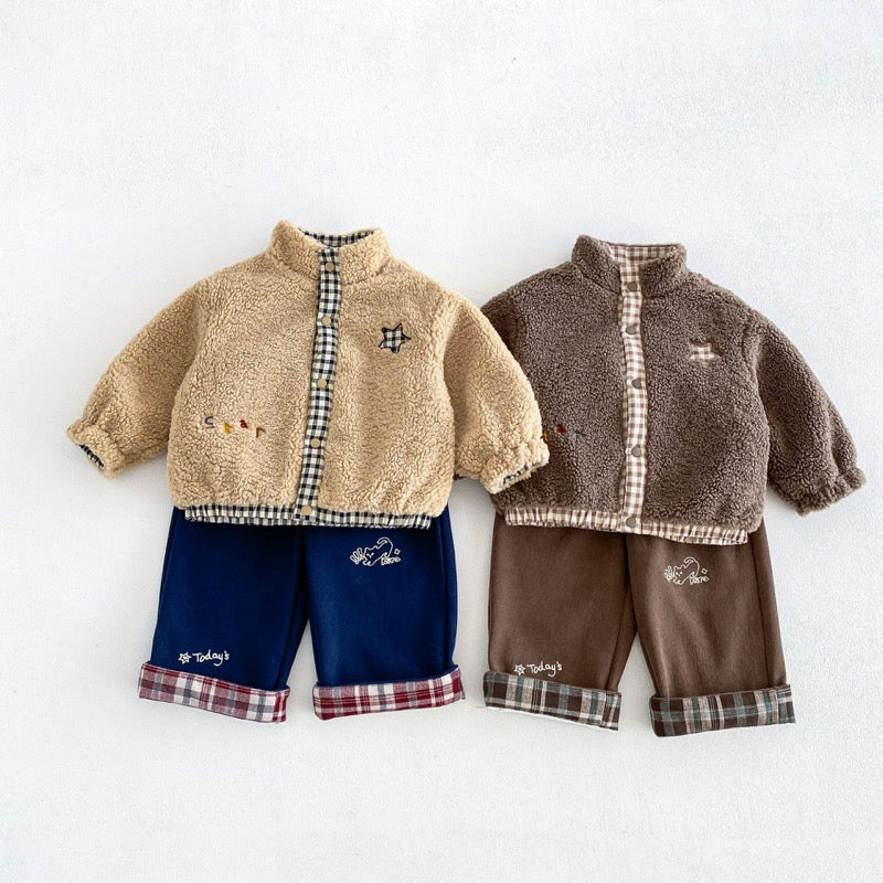 【BABY&KID】冬新作リバーシブル厚手ジャケット、折り返しパンツSK107715