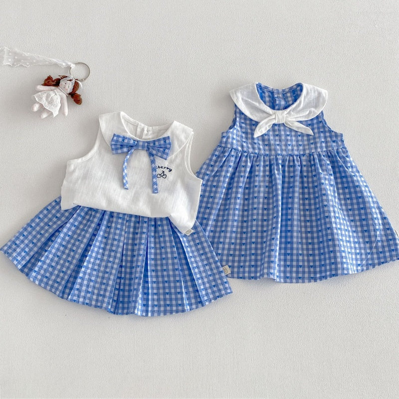 【BABY&KID】夏新作丸襟ワンピース、ボウベスト、スカートSK105902