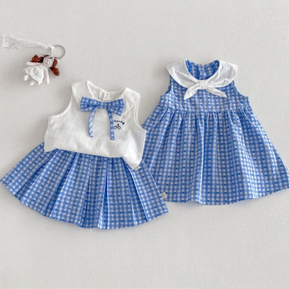 【BABY&KID】夏新作丸襟ワンピース、ボウベスト、スカートSK105902
