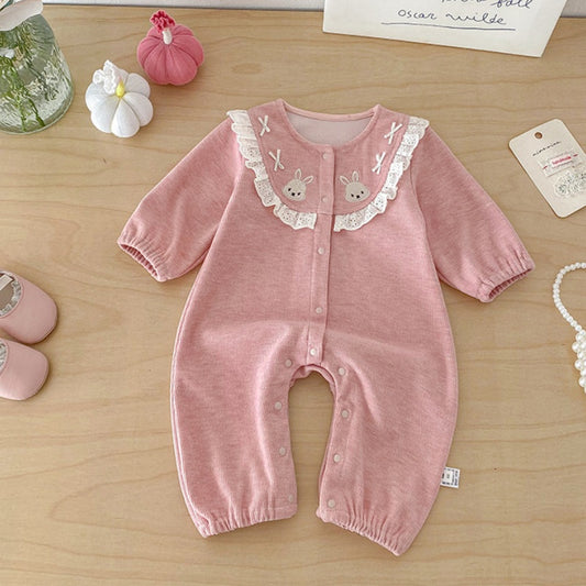 【BABY】リブうさぎ刺繍カバーオールSK103910