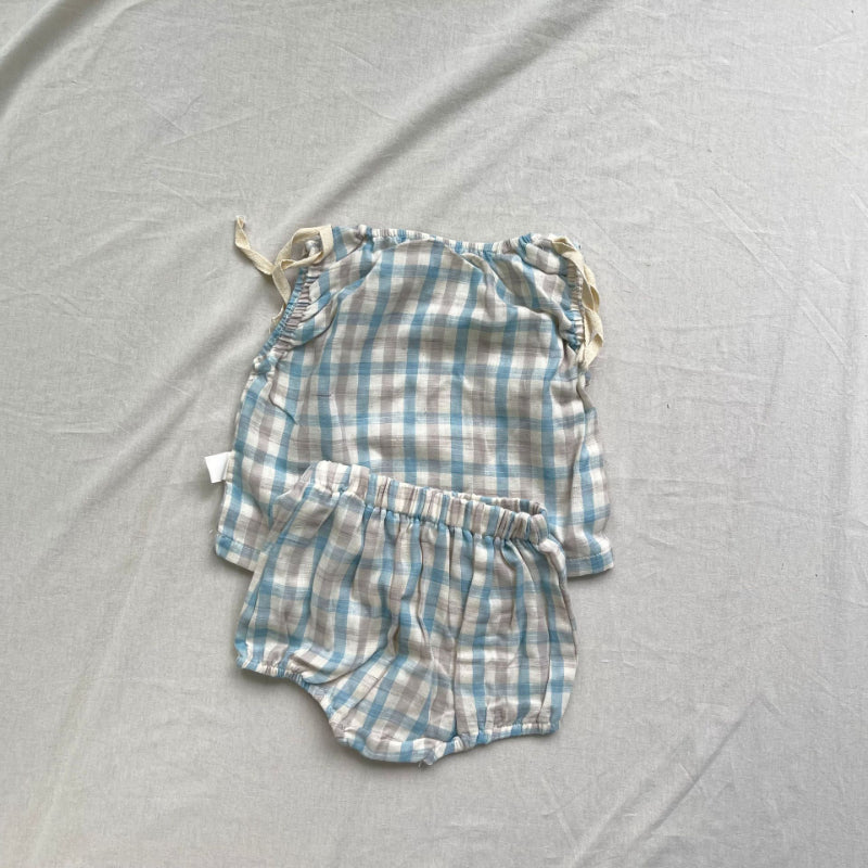 【BABY】チェック柄レースアップベストSK102255