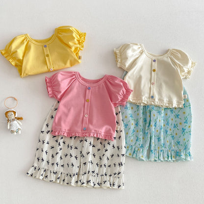 【BABY&KID】夏新作 スウィートパフスリーブTシャツSK105106