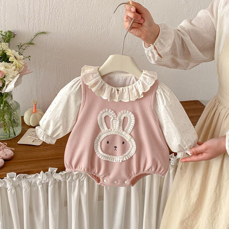 【BABY】おしゃれうさぎロンパース、カバーオール、ドットガールシャツSK103716