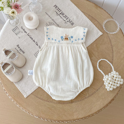 【BABY】夏新作 くま刺繍ロンパースSK092207