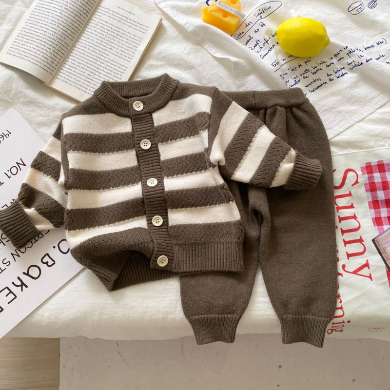 【BABY】クルーネックボーダー長袖ニットセットアップSK092905