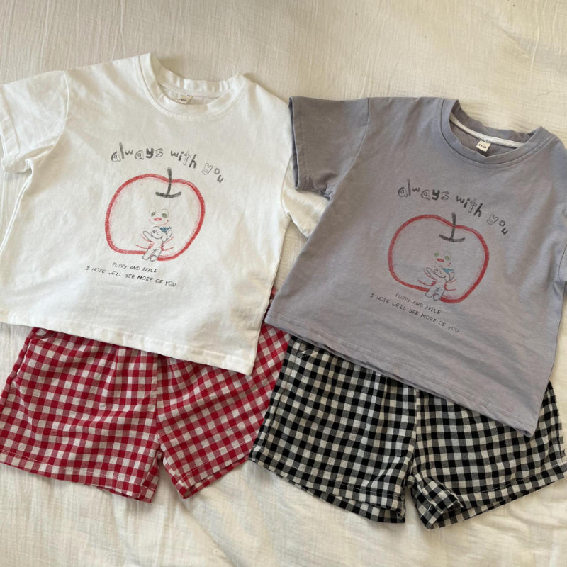 【BABY&KID】夏新作 アップルモチーフTシャツセットアップSK072105