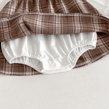 【BABY】チェックロンパースワンピ＆帽子SK103624