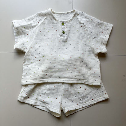 【BABY＆KID】夏新作 純綿ガーゼドット柄スーツSK063019