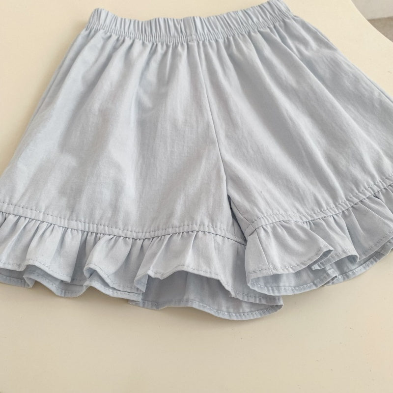 【BABY&KID】夏新作ドットノースリーブブラウス＆フリルショートパンツSK105413