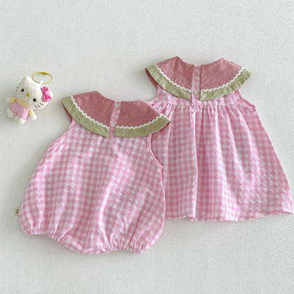 【BABY&KID】夏新作 すいかチェックロンパース、ワンピースSK105122