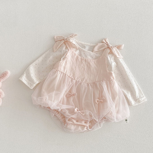 【BABY】蝶結びチュールロンパース＆ドットロンTSK104205
