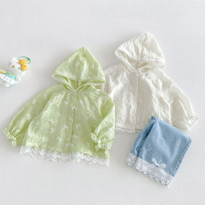 【BABY&KID】夏新作フリルフードUVカーディガンSK105908