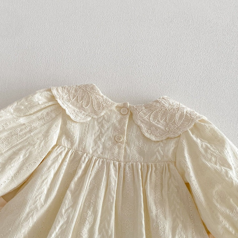 【BABY&KID】襟付きジャカード長袖ワンピースSK104320