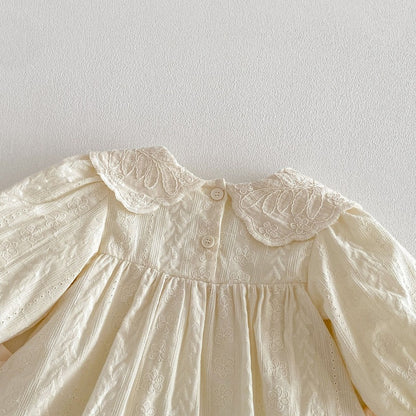 【BABY&KID】襟付きジャカード長袖ワンピースSK104320