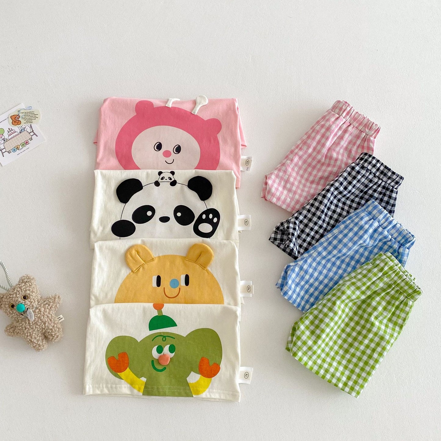 【BABY&KID】夏新作 カートゥーンＴシャツ&チェックパンツSK061803