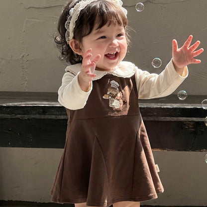 【BABY】くま刺繍ジャンパースカート＆フリルフリルトップスSK107810