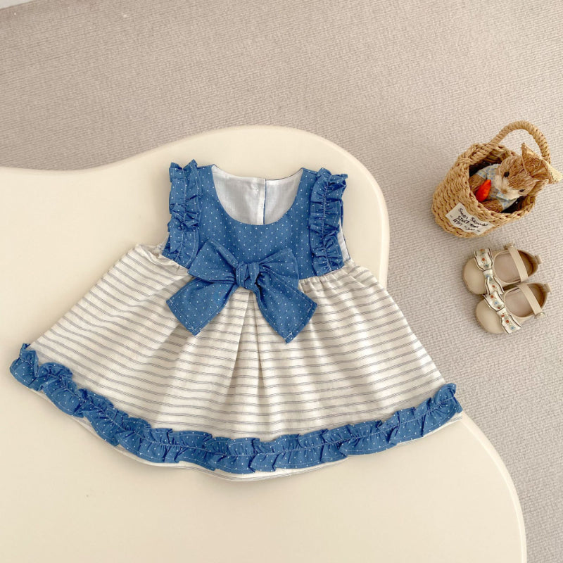 【BABY&KID】夏新作 ストライプデニムトップス＆ショートパンツSK080112