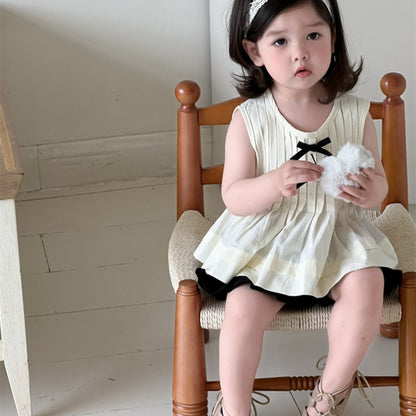 【BABY】夏新作 ダブル蝶結びブラウス、フリルショートパンツSK092219