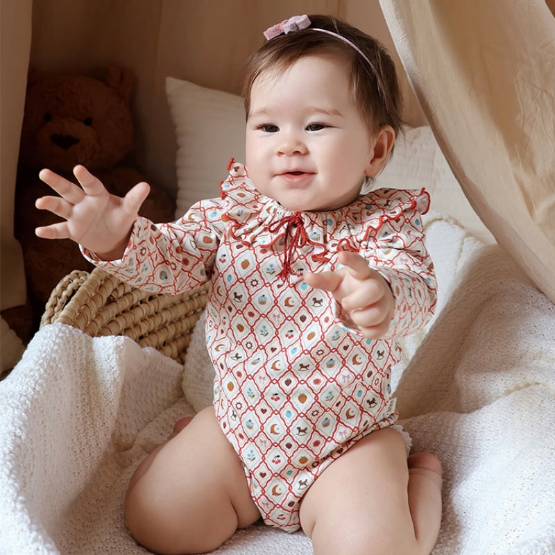 【BABY】北欧風カートゥーン柄ロンパースSK107103