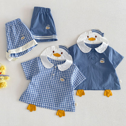 【BABY&KID】夏新作 カートゥーン丸襟Tシャツ、ショートパンツSK105114