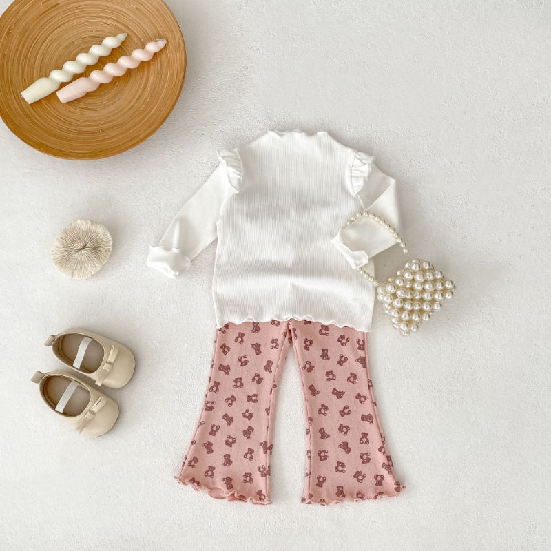 【BABY&KID】小花柄、くまベルボトムパンツSK100825