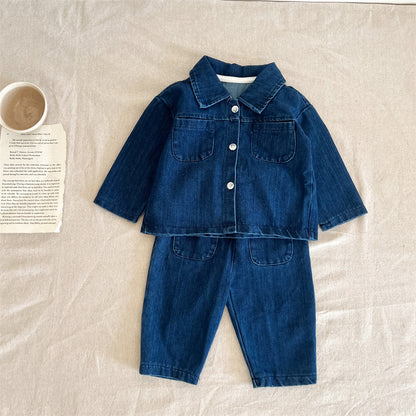 【BABY&KID】オシャレデニムカーディガン、デニムカジュアルルーズパンツSK030707