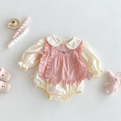 【BABY】ドールカラーロンパース＆うさぎタンクトップセットSK092306