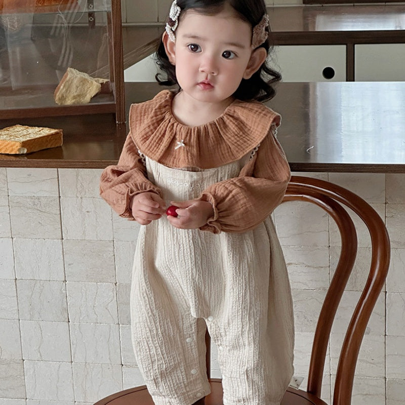 【BABY】やわらかギャザーサロペット、フリル襟ブラウスSK104305