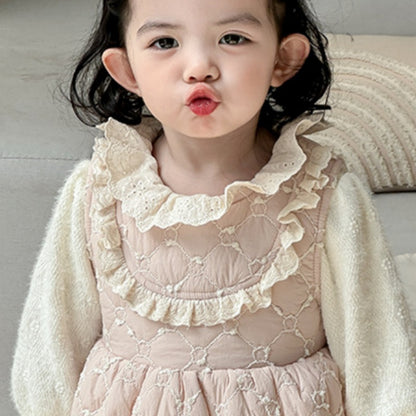 【BABY】冬新作レース襟キルティング裏起毛ワンピースSK102723