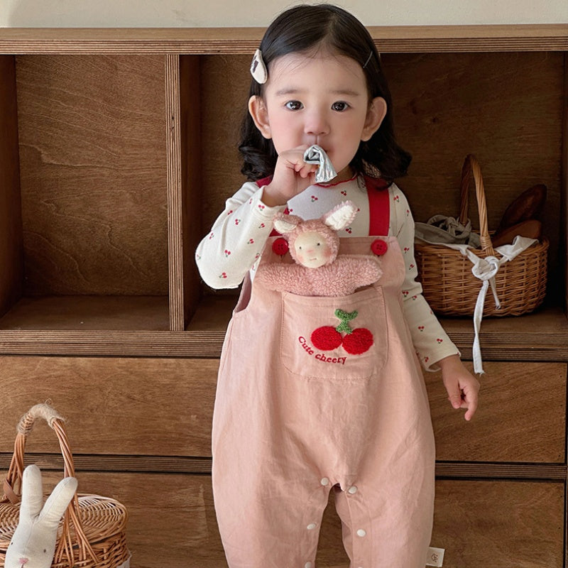 【BABY】さくらんぼポケットサロペット＆さくらんぼ柄ロンTSK104304