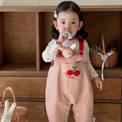 【BABY】さくらんぼポケットサロペット＆さくらんぼ柄ロンTSK104304