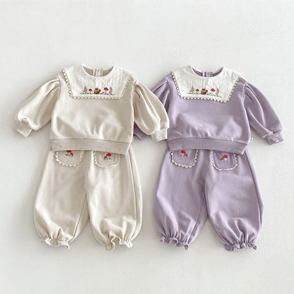 【BABY&KID】刺繍スクエアネックセットアップSK106608